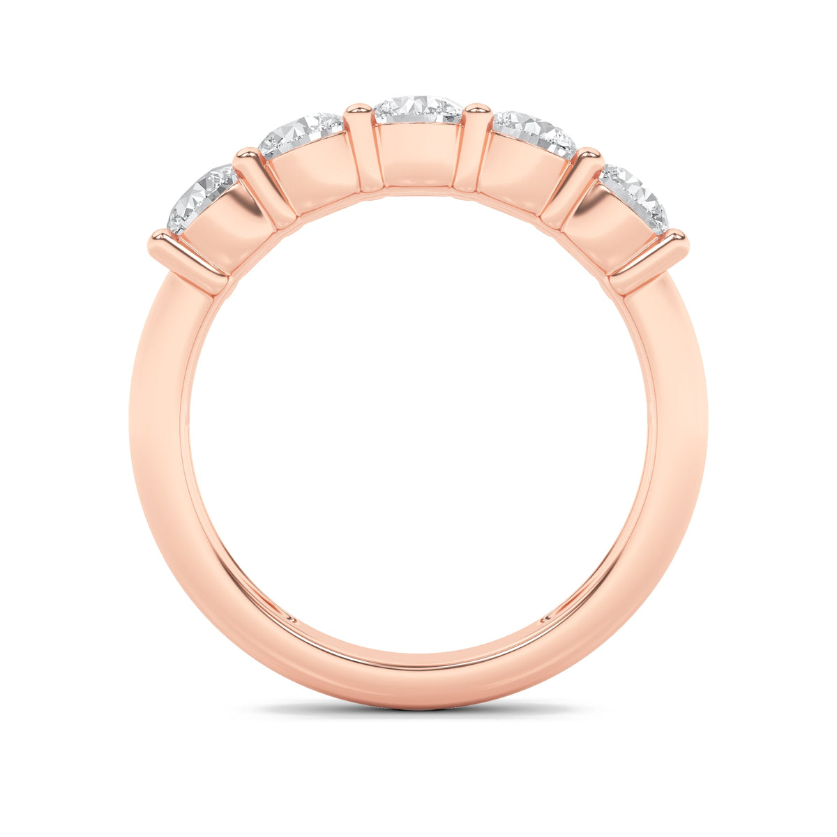 1.5CTW Round Lab-Grown Diamond Prong Five Stone Band Ring 5 Stones