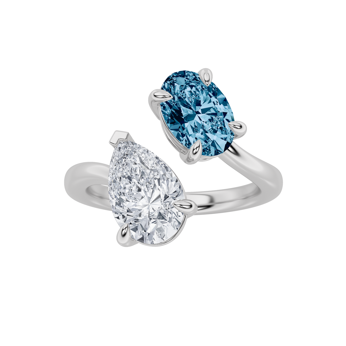 3CTW Oval Lab-Grown Diamond Prong Toi et Moi Fashion Ring 2 Stones