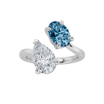3CTW Oval Lab-Grown Diamond Prong Toi et Moi Fashion Ring 2 Stones