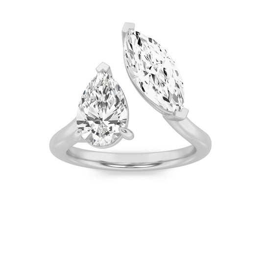 3CTW Marquise Lab-Grown Diamond Prong Toi et Moi Fashion Ring 2 Stones