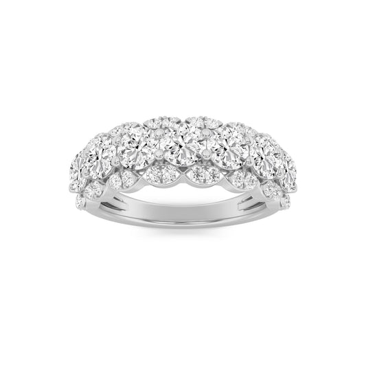 2CTW Round Lab-Grown Diamond Prong Multi Stone Band Ring 39 Stones