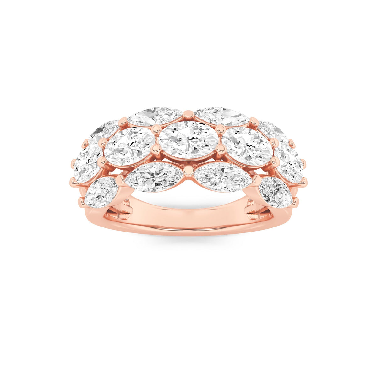 3CTW Oval Lab-Grown Diamond Prong Multi Stone Band Ring 13 Stones
