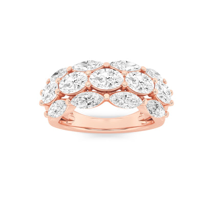 3CTW Oval Lab-Grown Diamond Prong Multi Stone Band Ring 13 Stones
