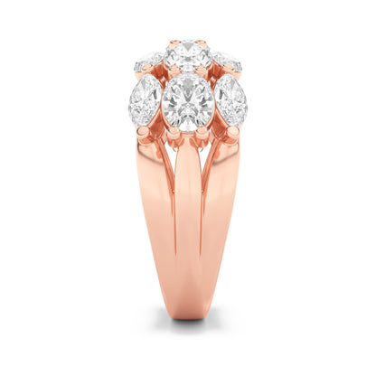 3CTW Oval Lab-Grown Diamond Prong Multi Stone Band Ring 13 Stones