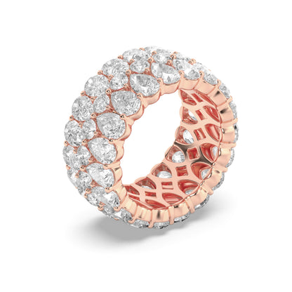 9CTW Pear Lab-Grown Diamond Prong Eternity Band Ring 57 Stones