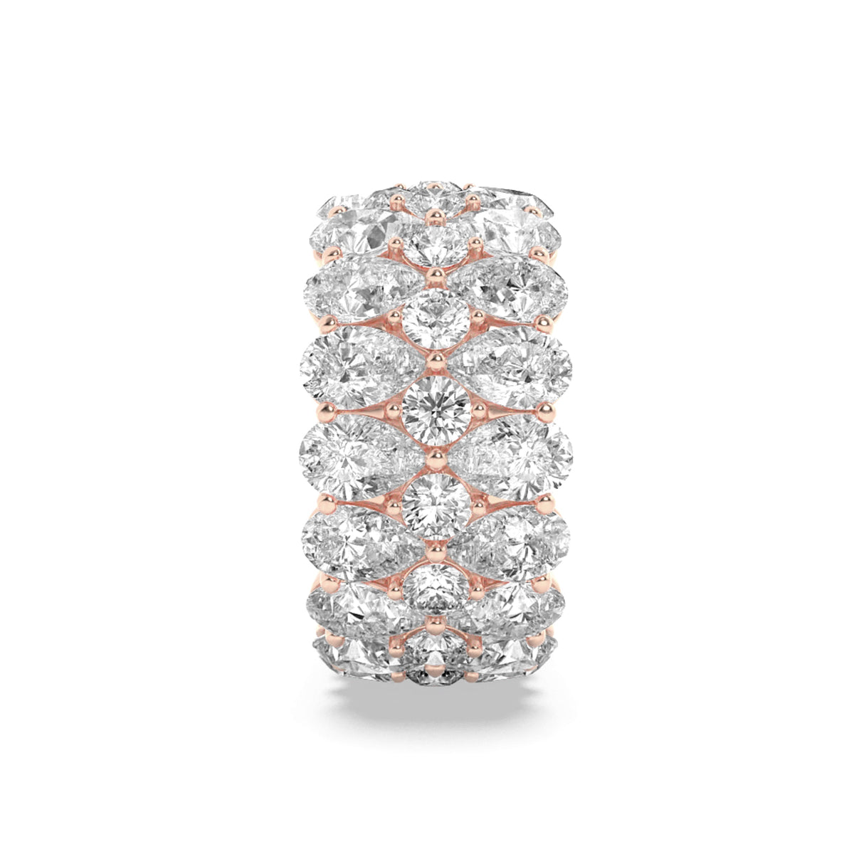 9CTW Pear Lab-Grown Diamond Prong Eternity Band Ring 57 Stones