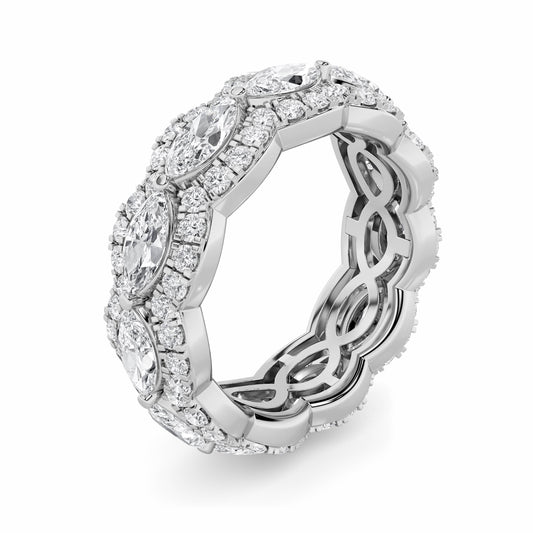 4CTW Marquise Lab-Grown Diamond Prong Eternity Band Ring 99 Stones