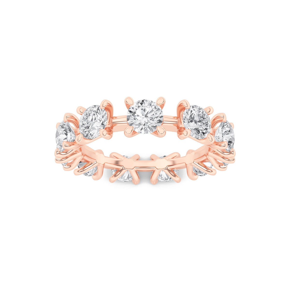3CTW Round Lab-Grown Diamond Prong Eternity Band Ring 11 Stones - Rose Gold
