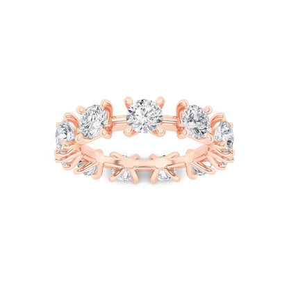 3CTW Round Lab-Grown Diamond Prong Eternity Band Ring 11 Stones - Rose Gold