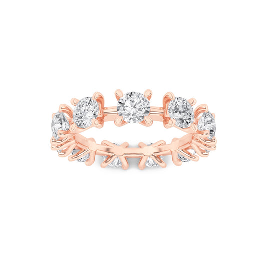 3CTW Round Lab-Grown Diamond Prong Eternity Band Ring 11 Stones - Rose Gold