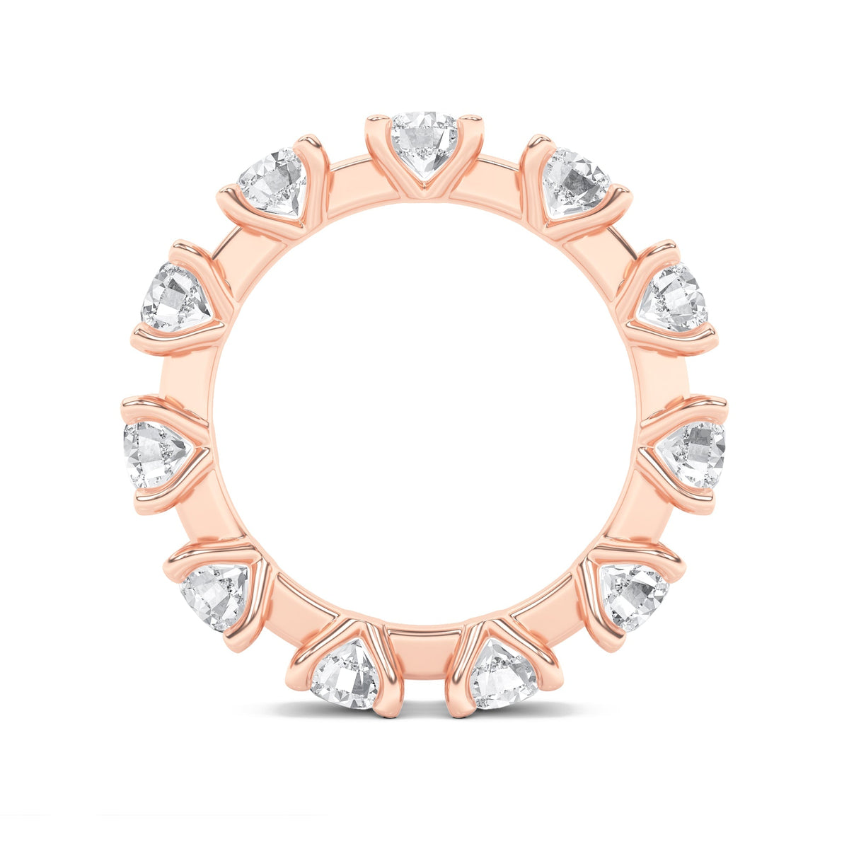 3CTW Round Lab-Grown Diamond Prong Eternity Band Ring 11 Stones - Rose Gold