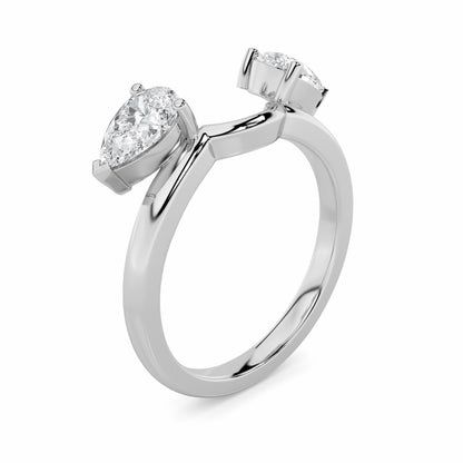 1CTW Pear Lab-Grown Diamond Prong Wrap Ring 2 Stones