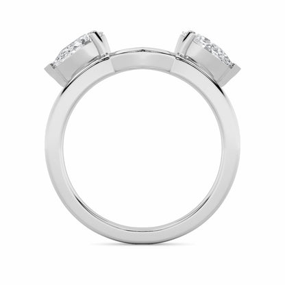 1CTW Pear Lab-Grown Diamond Prong Wrap Ring 2 Stones