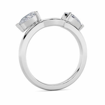 1CTW Pear Lab-Grown Diamond Prong Wrap Ring 2 Stones