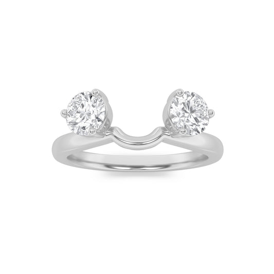 1CTW Round Lab-Grown Diamond Prong Wrap Ring 2 Stones