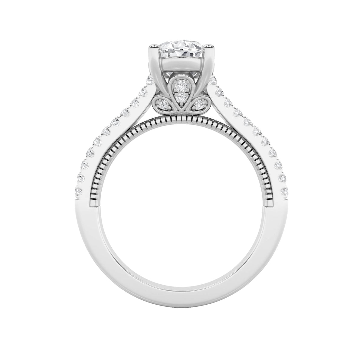 2CTW Oval Lab-Grown Diamond Prong Two Row Fancy Accented Engagement Ring 53 Stones