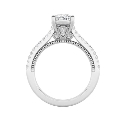 2CTW Oval Lab-Grown Diamond Prong Two Row Fancy Accented Engagement Ring 53 Stones