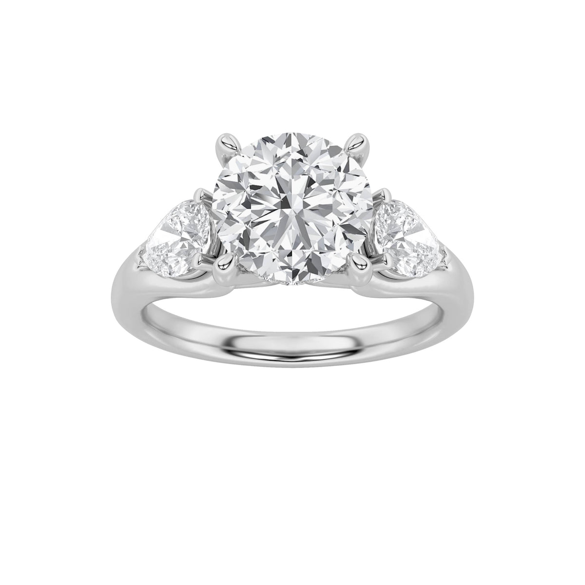 2CTW Round Lab-Grown Diamond Prong Accented Three Stone Ring 15 Stones