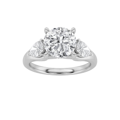 2CTW Round Lab-Grown Diamond Prong Accented Three Stone Ring 15 Stones