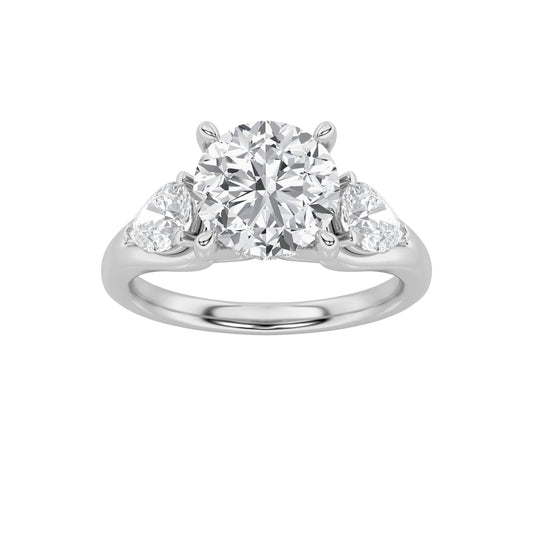 2CTW Round Lab-Grown Diamond Prong Accented Three Stone Ring 15 Stones