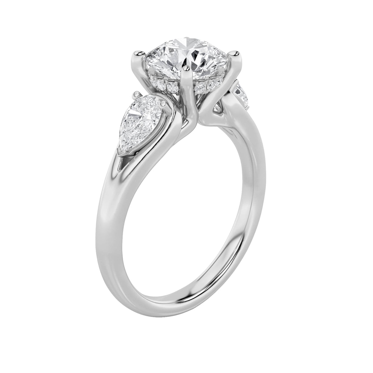 2CTW Round Lab-Grown Diamond Prong Accented Three Stone Ring 15 Stones