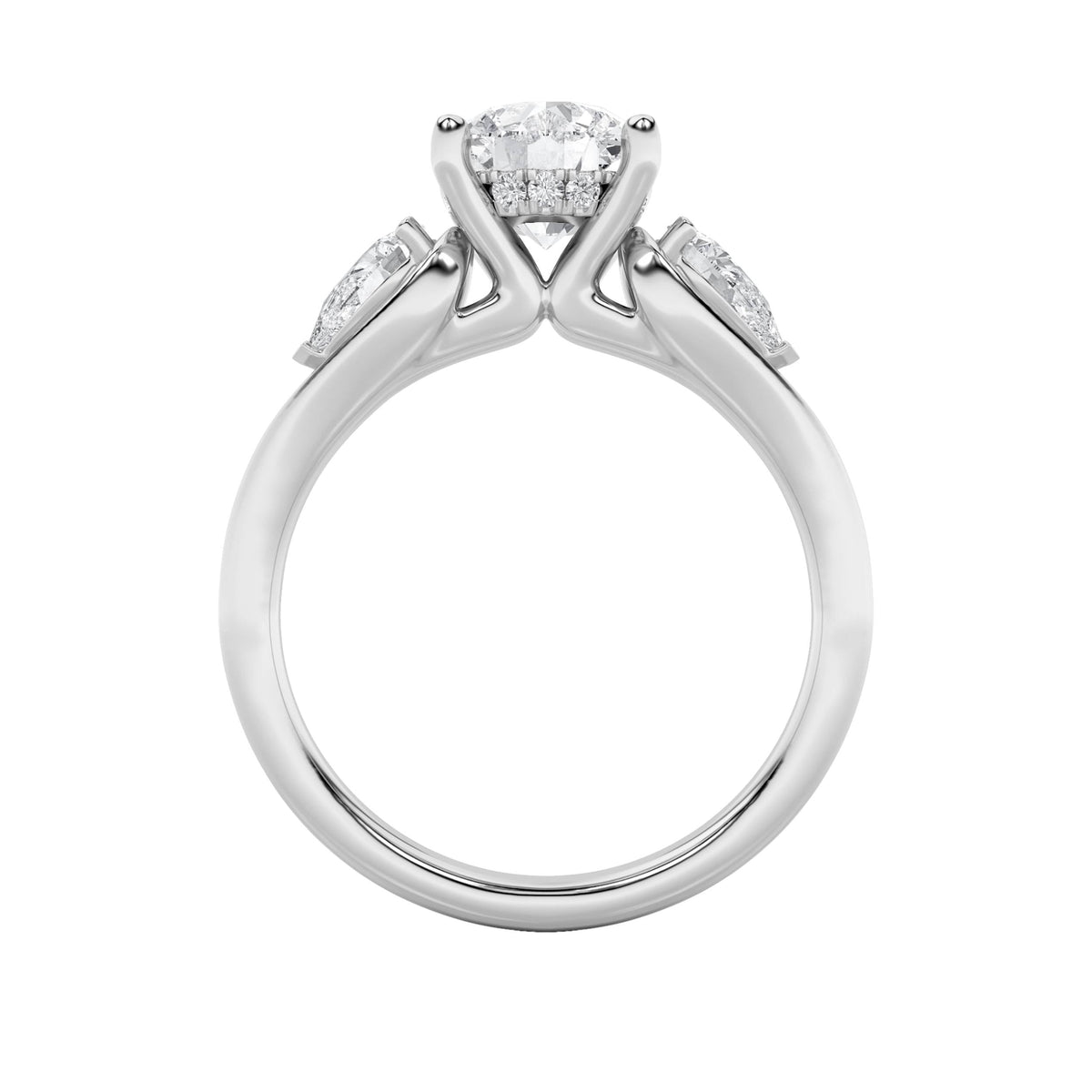 2CTW Round Lab-Grown Diamond Prong Accented Three Stone Ring 15 Stones