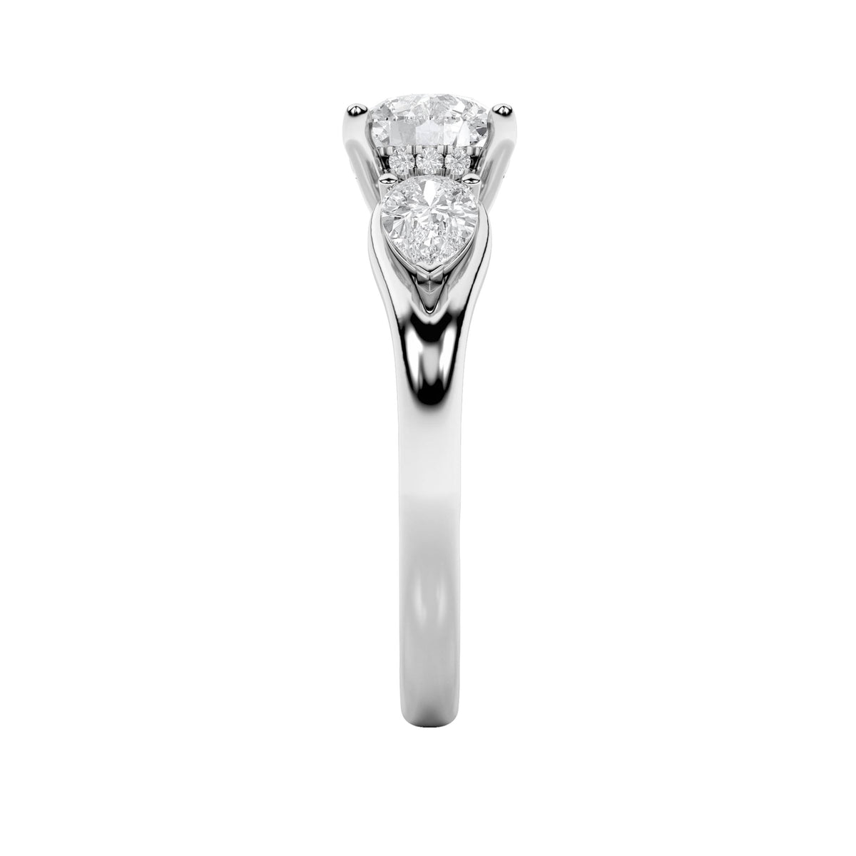 2CTW Round Lab-Grown Diamond Prong Accented Three Stone Ring 15 Stones