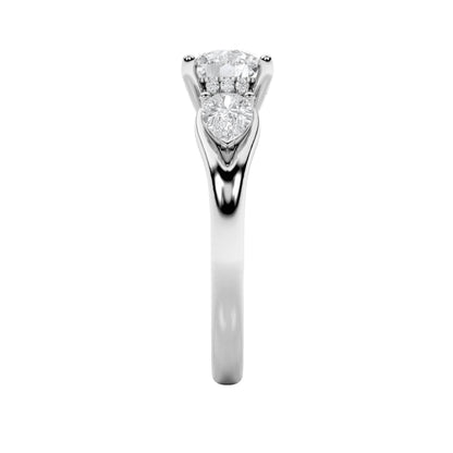 2CTW Round Lab-Grown Diamond Prong Accented Three Stone Ring 15 Stones