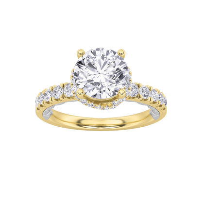 2CTW Round Lab-Grown Diamond Prong Two Tone Accented Fancy Engagement Ring 47 Stones