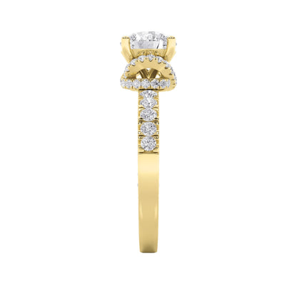 2CTW Round Lab-Grown Diamond Prong Two Tone Accented Fancy Engagement Ring 47 Stones