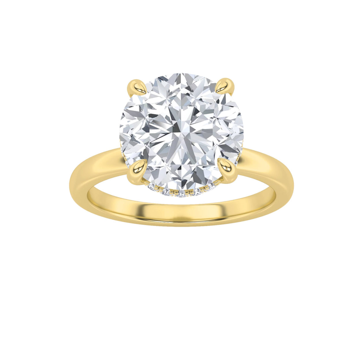 3.5CTW Round Lab-Grown Diamond Prong Classic Hidden Halo Solitaire Engagement Ring 29 Stones