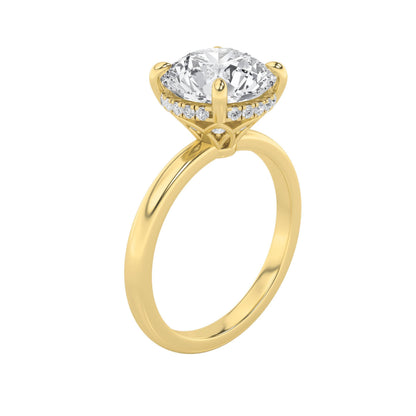 3.5CTW Round Lab-Grown Diamond Prong Classic Hidden Halo Solitaire Engagement Ring 29 Stones