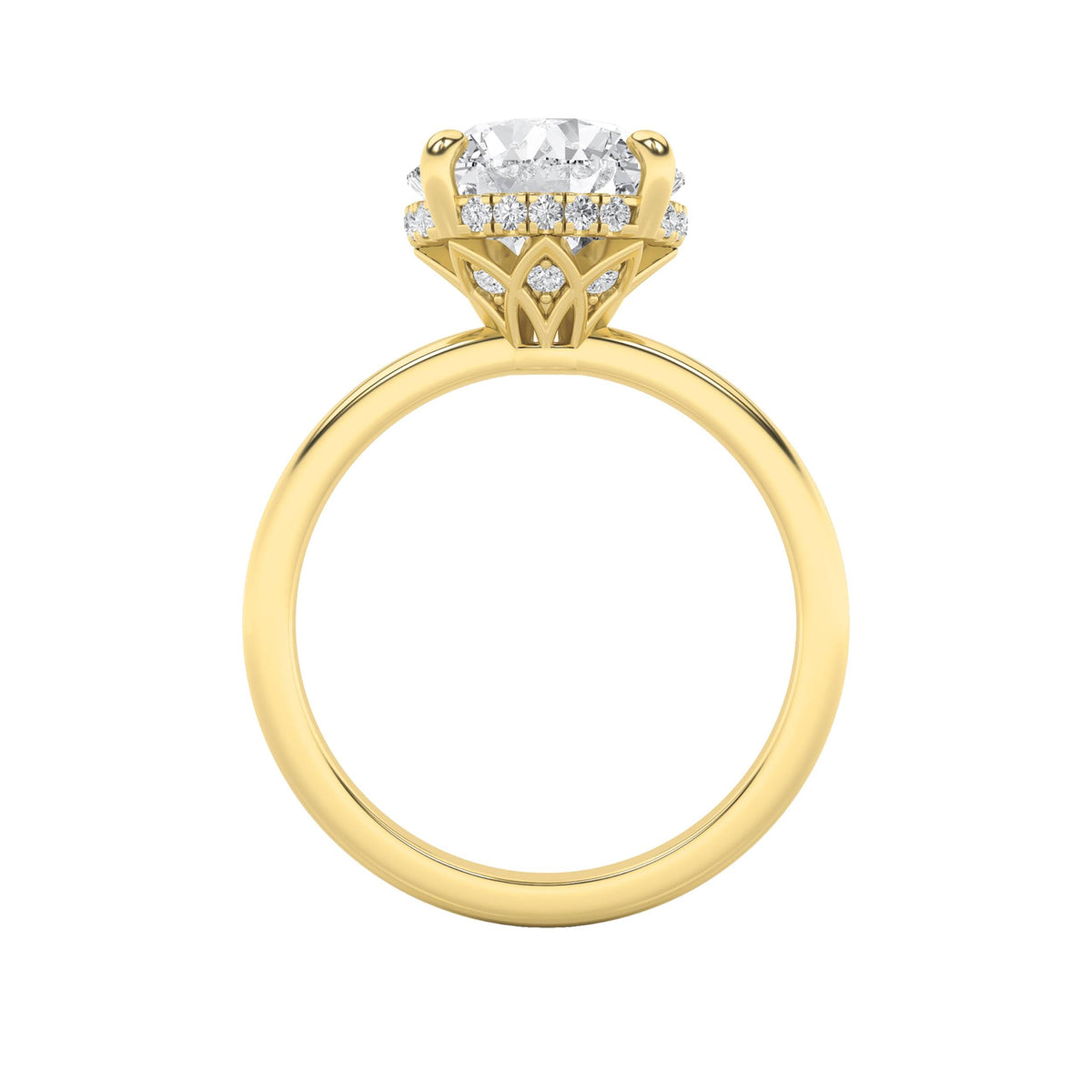 3.5CTW Round Lab-Grown Diamond Prong Classic Hidden Halo Solitaire Engagement Ring 29 Stones