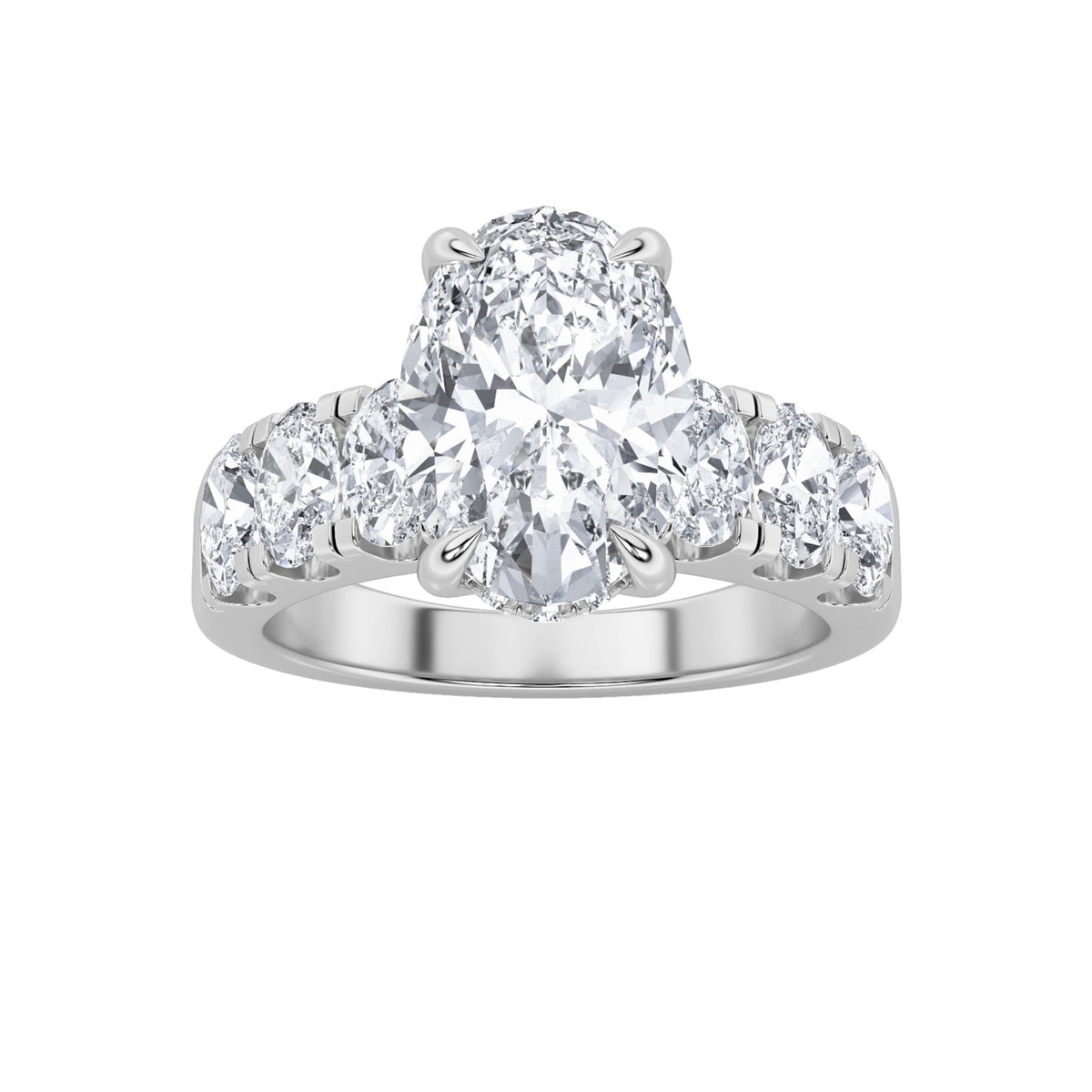 4CTW Oval Lab-Grown Diamond Prong Bold Accented Engagement Ring 23 Stones