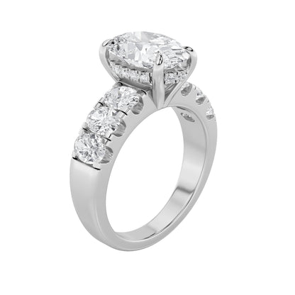 4CTW Oval Lab-Grown Diamond Prong Bold Accented Engagement Ring 23 Stones