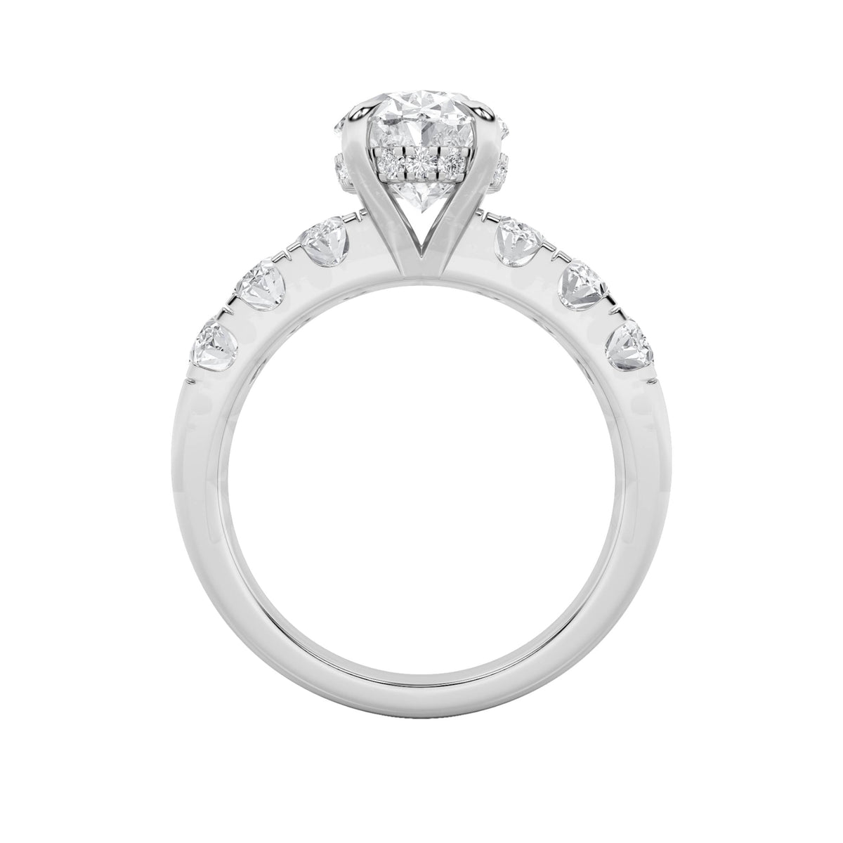 4CTW Oval Lab-Grown Diamond Prong Bold Accented Engagement Ring 23 Stones