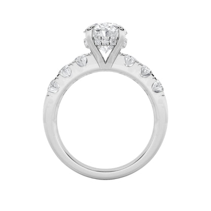 4CTW Oval Lab-Grown Diamond Prong Bold Accented Engagement Ring 23 Stones