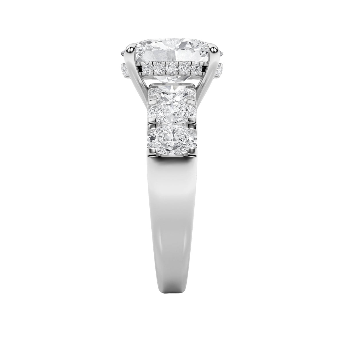 4CTW Oval Lab-Grown Diamond Prong Bold Accented Engagement Ring 23 Stones