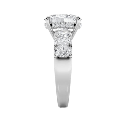 4CTW Oval Lab-Grown Diamond Prong Bold Accented Engagement Ring 23 Stones