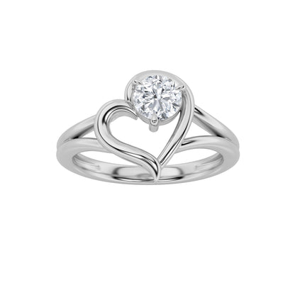 0.5CTW Round Lab-Grown Diamond Prong Heart Ring 1 Stone