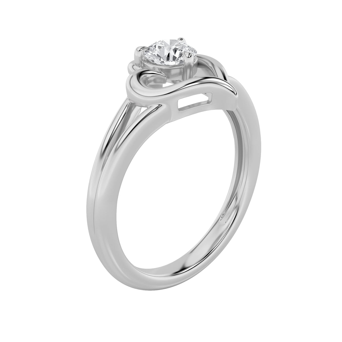 0.5CTW Round Lab-Grown Diamond Prong Heart Ring 1 Stone