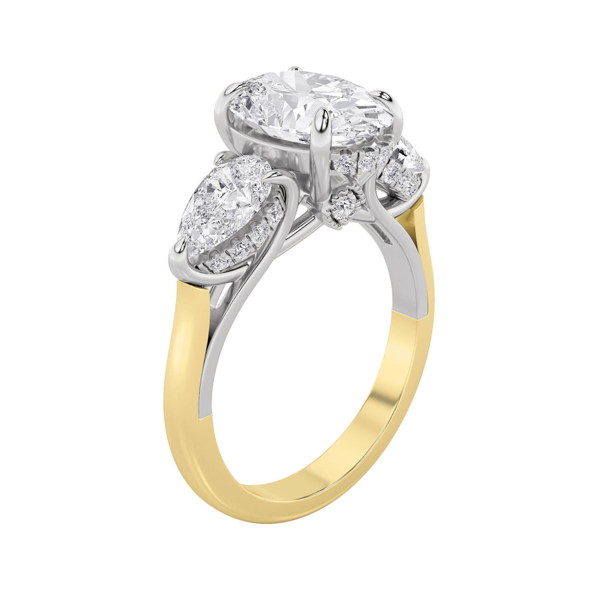 4CTW Oval Lab-Grown Diamond Prong Accented Three Stone Ring 29 Stones