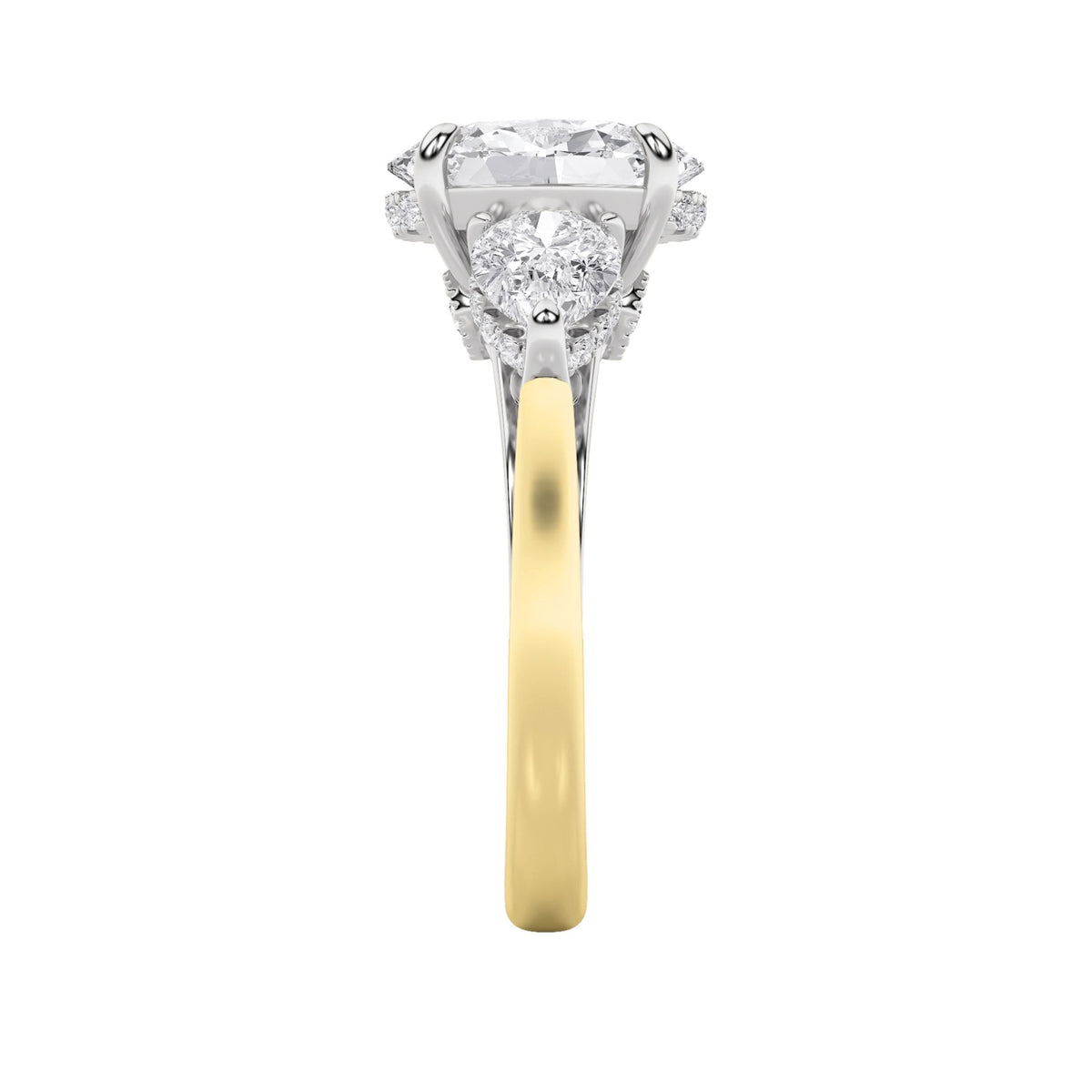 4CTW Oval Lab-Grown Diamond Prong Accented Three Stone Ring 29 Stones