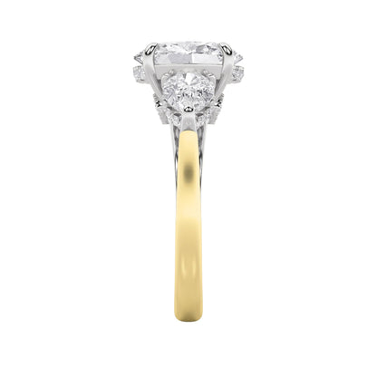 4CTW Oval Lab-Grown Diamond Prong Accented Three Stone Ring 29 Stones