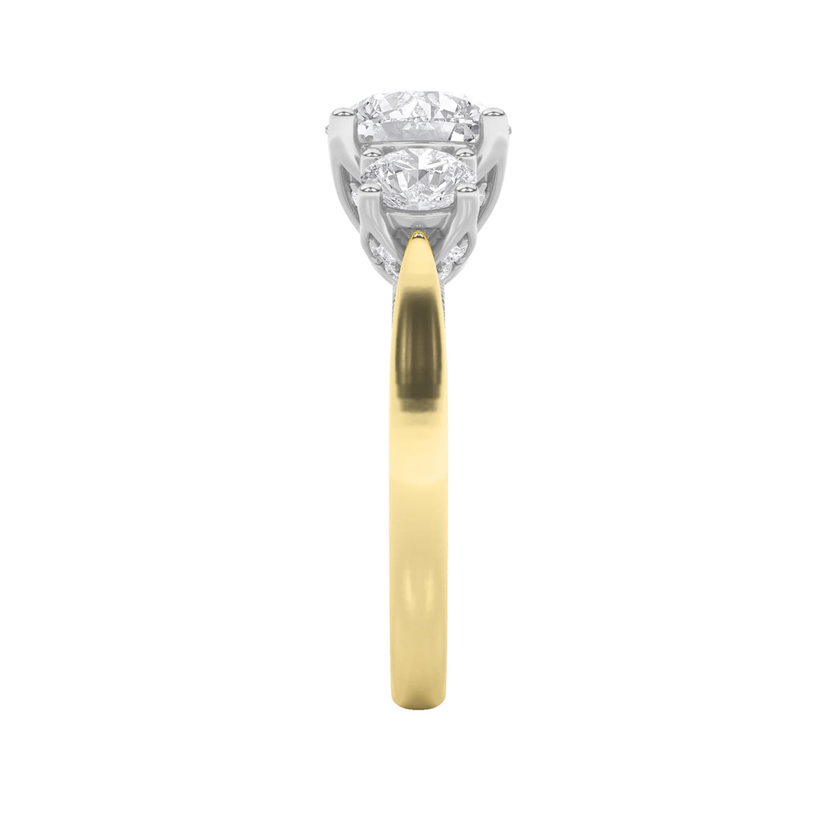 4CTW Round Lab-Grown Diamond Prong Accented Three Stone Ring 27 Stones