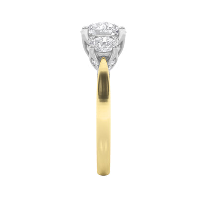 4CTW Round Lab-Grown Diamond Prong Accented Three Stone Ring 27 Stones
