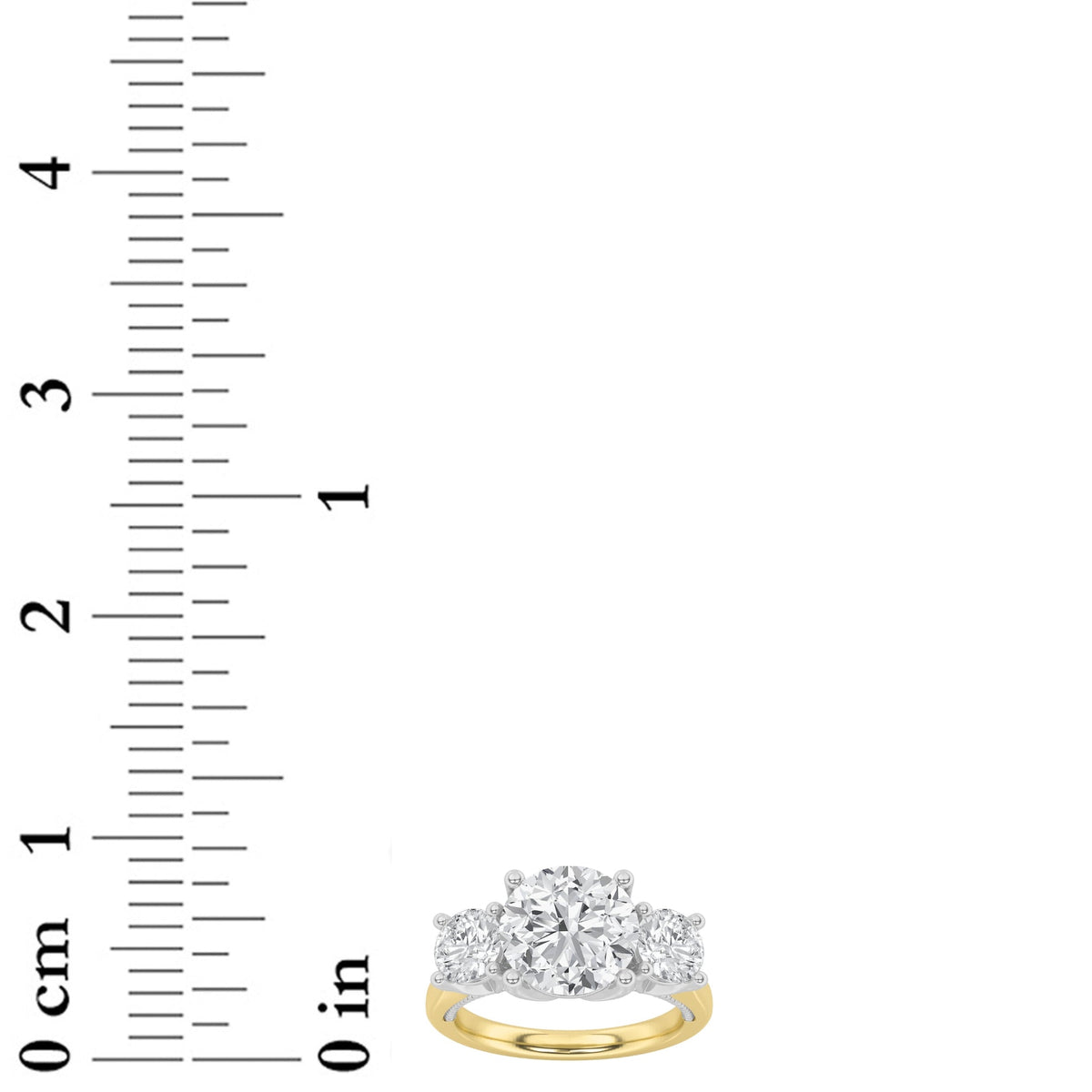 4CTW Round Lab-Grown Diamond Prong Accented Three Stone Ring 27 Stones