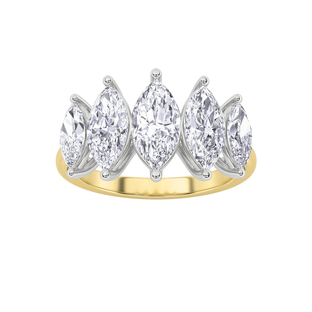2.5CTW Marquise Lab-Grown Diamond Prong Five Stone Ring 5 Stones