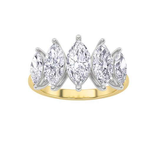 2.5CTW Marquise Lab-Grown Diamond Prong Five Stone Ring 5 Stones
