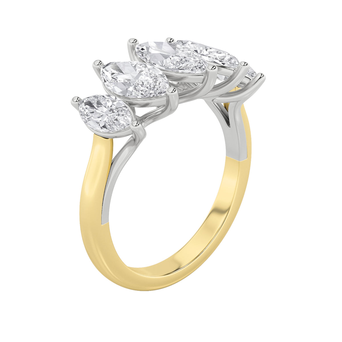 2.5CTW Marquise Lab-Grown Diamond Prong Five Stone Ring 5 Stones